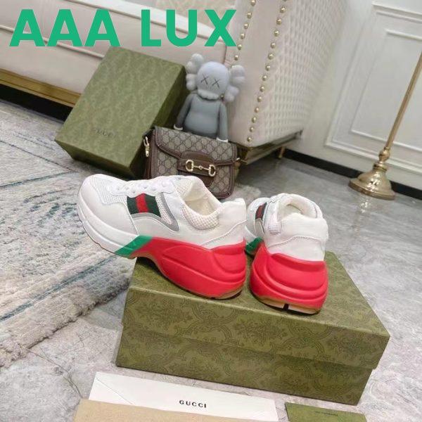 Replica Gucci Unisex GG Rhyton Sneaker White Leather Mesh Rubber Sole Low Heel 7