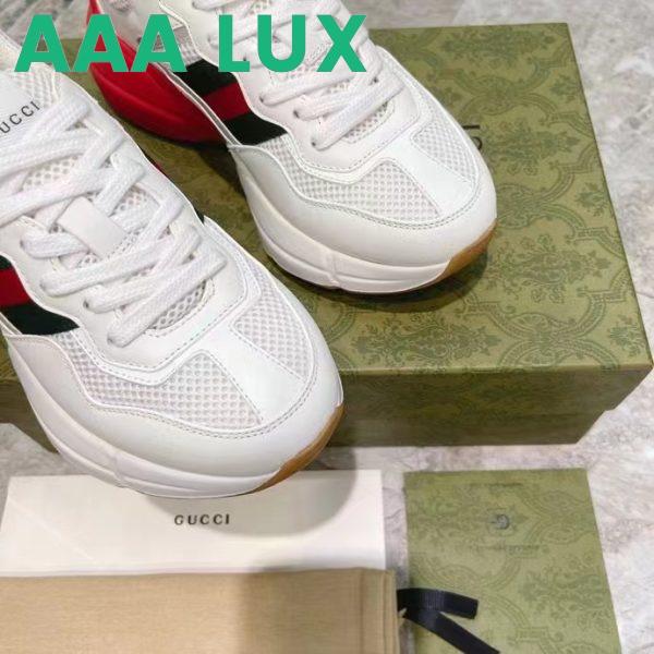 Replica Gucci Unisex GG Rhyton Sneaker White Leather Mesh Rubber Sole Low Heel 10