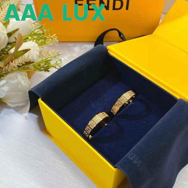 Replica Fendi Women Hoop Earrings with FF Motif Gold-Colored 6