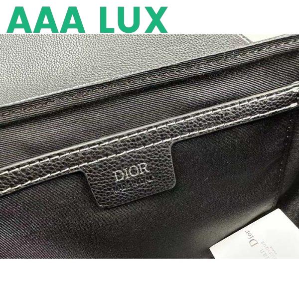 Replica Dior Unisex CD Mini Saddle Bag Strap Black Grained Calfskin Flap Closure 10
