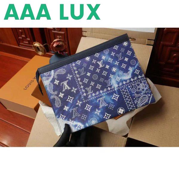 Replica Louis Vuitton LV Unisex Pochette Voyage MM Blue Cowhide Leather 4