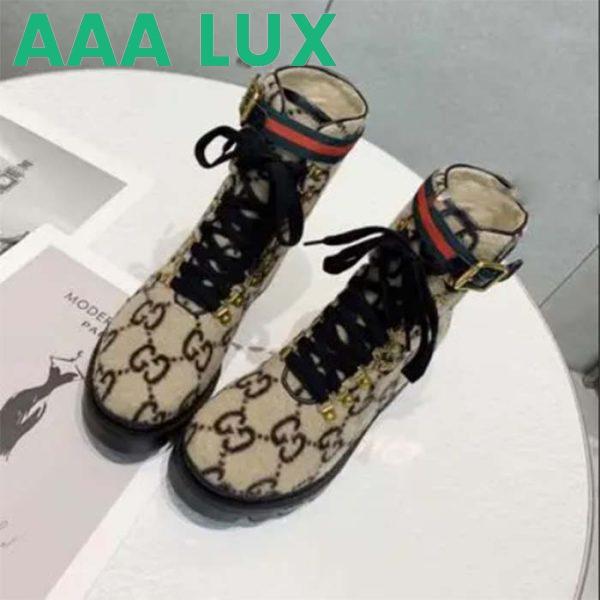 Replica Gucci Women Gucci Zumi GG Wool Ankle Boot Beige Ebony GG Wool 5