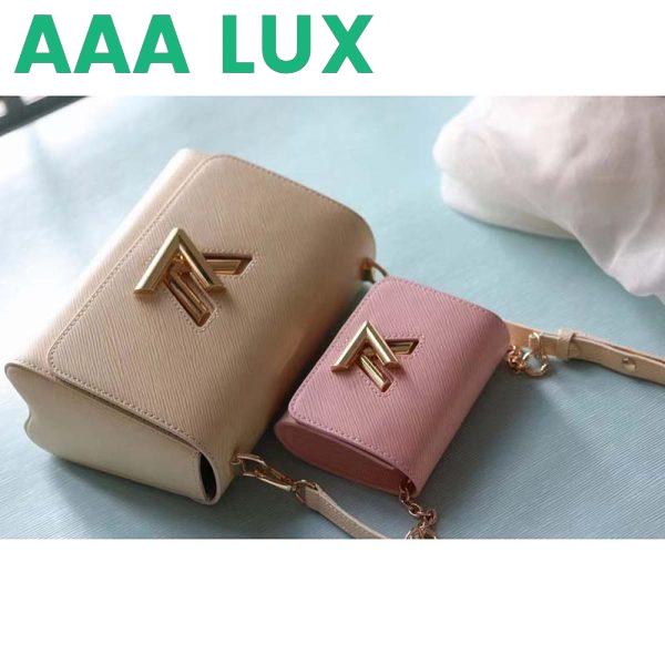 Replica Louis Vuitton LV Women Twist PM Handbag Taupe Brown Pink Epi Grained Cowhide 8