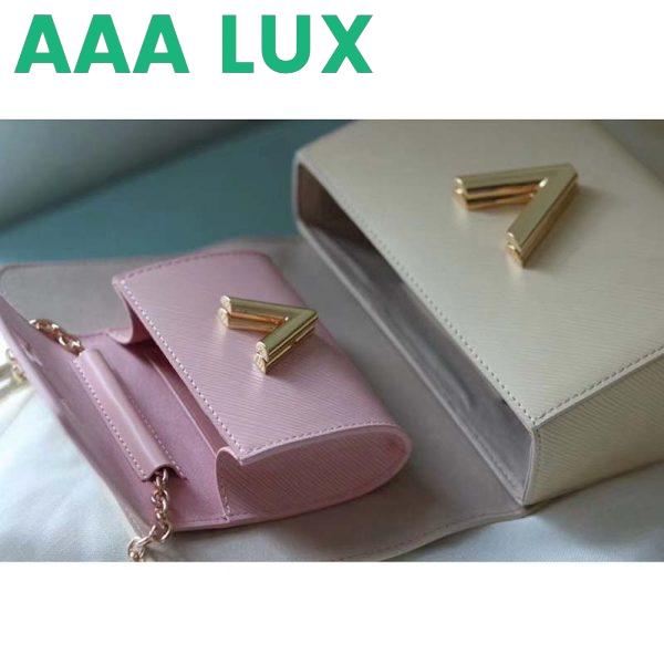 Replica Louis Vuitton LV Women Twist PM Handbag Taupe Brown Pink Epi Grained Cowhide 9