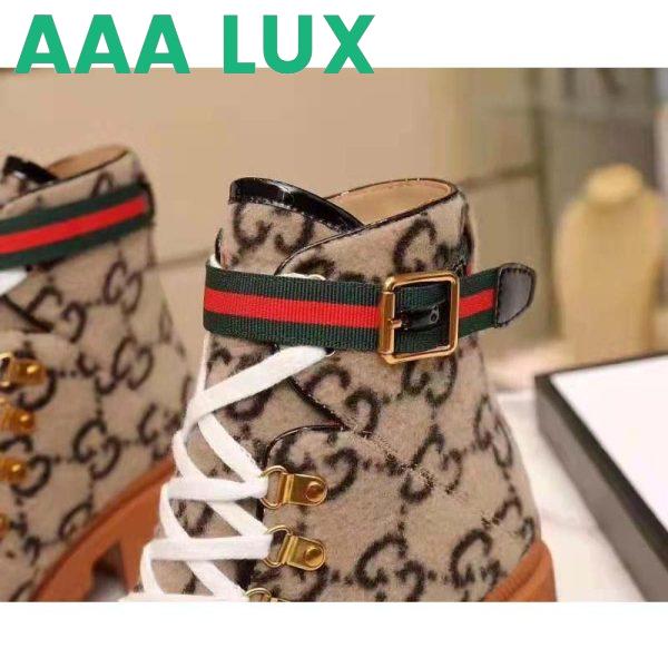 Replica Gucci Women Gucci Zumi GG Wool Ankle Boot in Beige and Ebony GG Wool 10