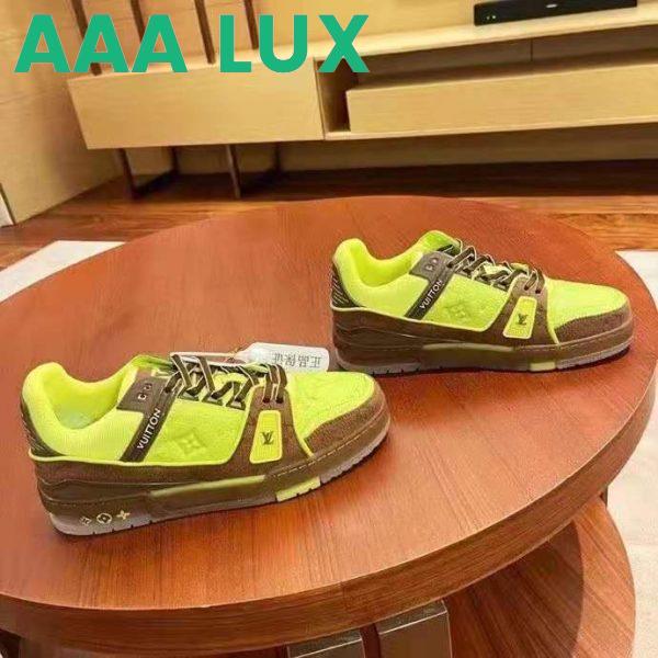 Replica Louis Vuitton LV Unisex LV Trainer Sneaker Yellow Monogram-Embossed Nubuck Calf Leather 2