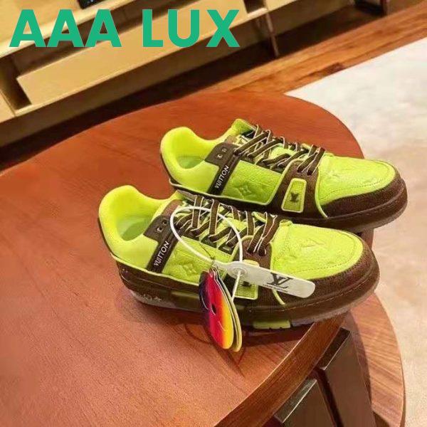 Replica Louis Vuitton LV Unisex LV Trainer Sneaker Yellow Monogram-Embossed Nubuck Calf Leather 3