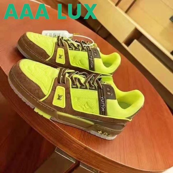Replica Louis Vuitton LV Unisex LV Trainer Sneaker Yellow Monogram-Embossed Nubuck Calf Leather 4