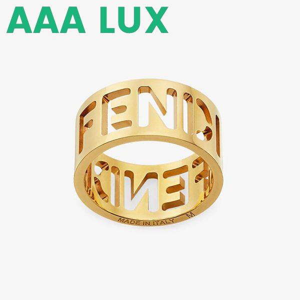 Replica Fendi Women Wide Band Ring with Laser-Cut FENDI Lettering