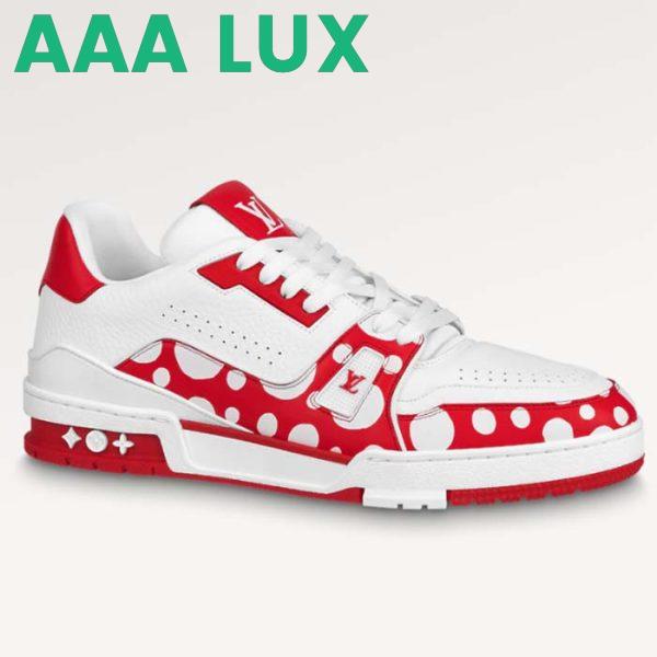 Replica Louis Vuitton LV Unisex LV x YK LV Trainer Sneaker Red Calf Leather Rubber