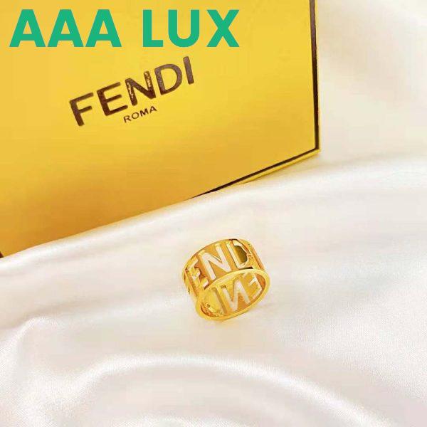 Replica Fendi Women Wide Band Ring with Laser-Cut FENDI Lettering 7