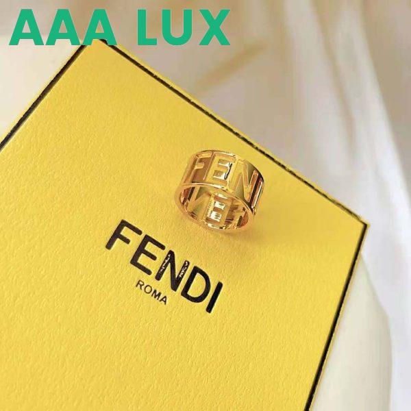Replica Fendi Women Wide Band Ring with Laser-Cut FENDI Lettering 8