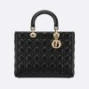 Replica Dior Women Lady Dior Lambskin Tote Bag-Black