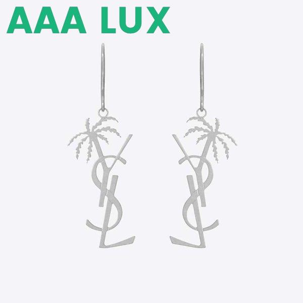 Replica Saint Laurent YSL Women Monogram Palm Earrings in Metal-Silver 2
