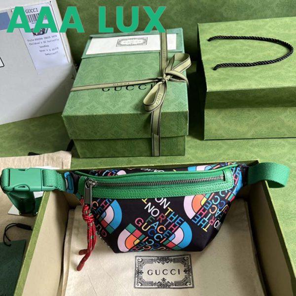 Replica Gucci Unisex GG The North Face x Gucci Belt Bag Black Green Leather Zipper Closure 3