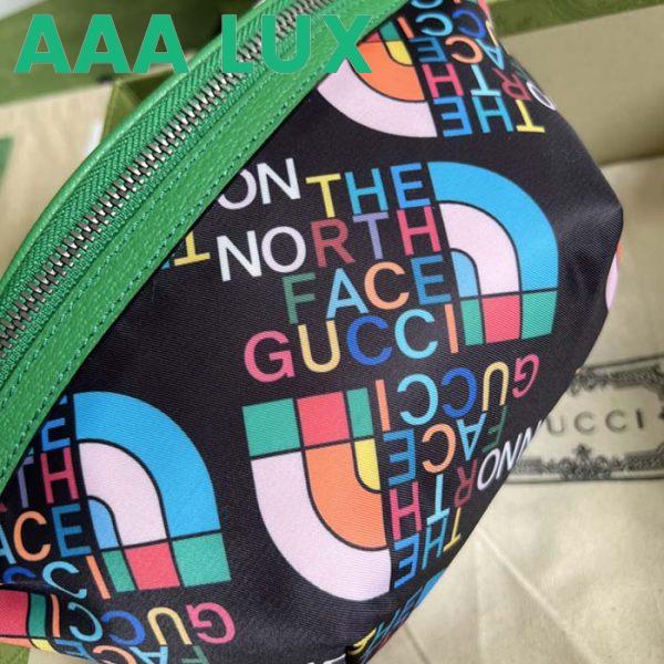 Replica Gucci Unisex GG The North Face x Gucci Belt Bag Black Green Leather Zipper Closure 6