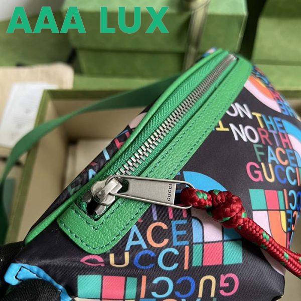 Replica Gucci Unisex GG The North Face x Gucci Belt Bag Black Green Leather Zipper Closure 7