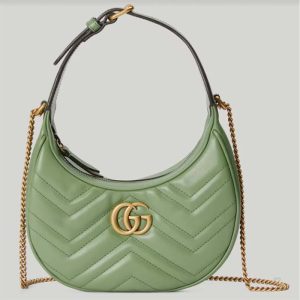 Replica Gucci Women GG Marmont Matelassé Mini Bag Sage Green Chevron Leather