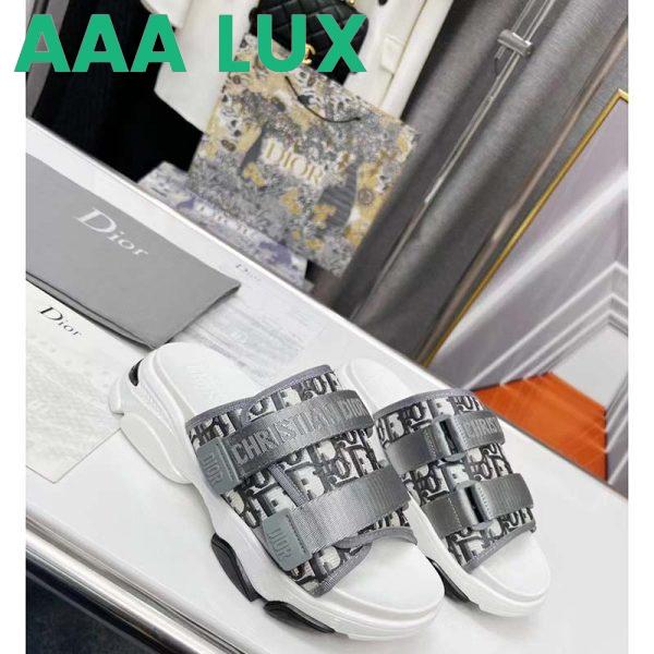 Replica Dior Women Shoes CD D-Wander Slide Gray Technical Fabric Dior Oblique Fabric 3