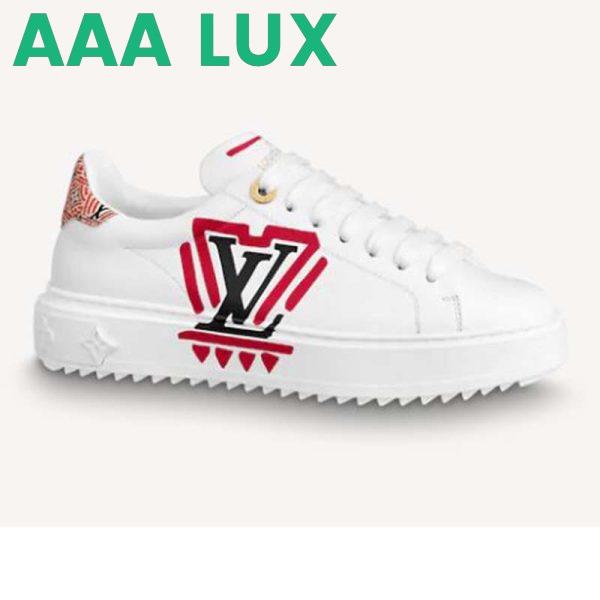 Replica Louis Vuitton Women LV Crafty Time Out Sneaker Printed Calf Leather Red 2