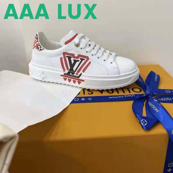 Replica Louis Vuitton Women LV Crafty Time Out Sneaker Printed Calf Leather Red 4