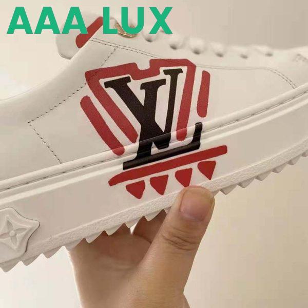 Replica Louis Vuitton Women LV Crafty Time Out Sneaker Printed Calf Leather Red 11