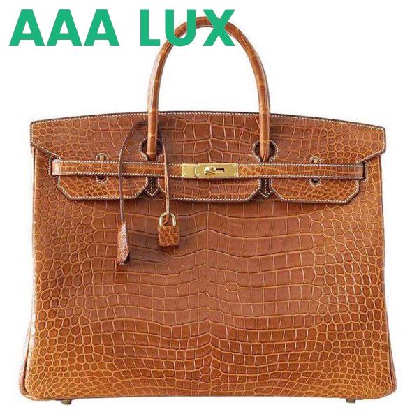 Replica Hermes Birkin 30 Bag in Alligator Leather with Gold Hardware 8