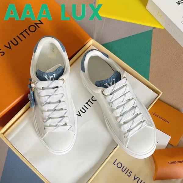 Replica Louis Vuitton Women LV Time Out Sneaker Blue Mix Materials Monogram Flower 5