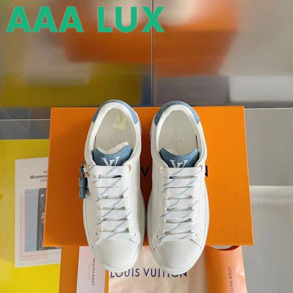 Replica Louis Vuitton Women LV Time Out Sneaker Blue Mix Materials Monogram Flower 6