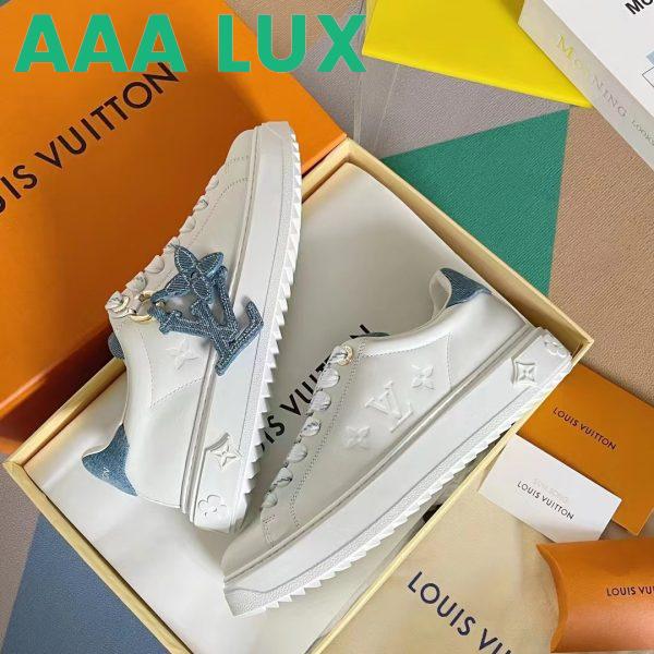 Replica Louis Vuitton Women LV Time Out Sneaker Blue Mix Materials Monogram Flower 7