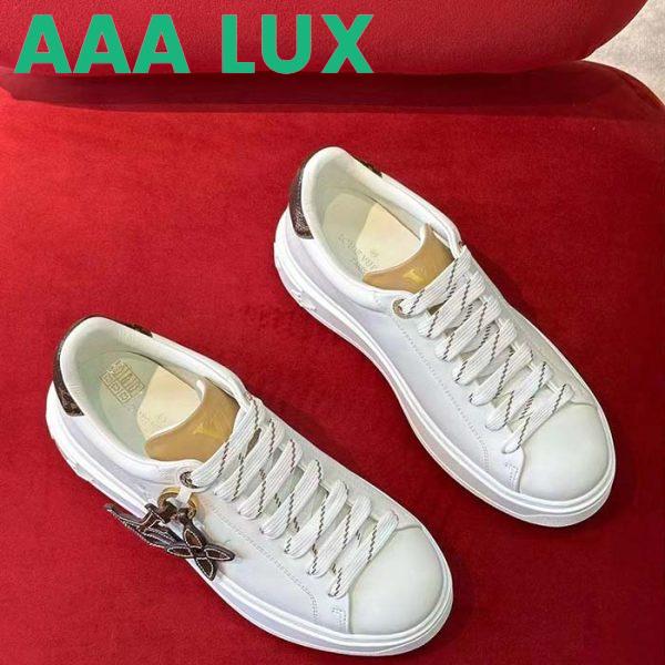Replica Louis Vuitton Women LV Time Out Sneaker Ecru Beige Mix Materials Monogram Flower 4