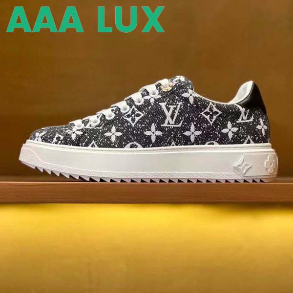 Replica Louis Vuitton Women LV Time Out Sneaker Gray Monogram Denim Flowers 3