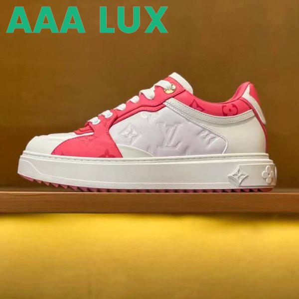 Replica Louis Vuitton Women LV Time Out Sneaker Pink Calf Leather Colored Monogram Flowers 3