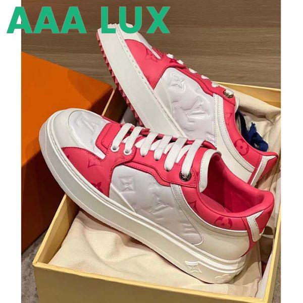 Replica Louis Vuitton Women LV Time Out Sneaker Pink Calf Leather Colored Monogram Flowers 4