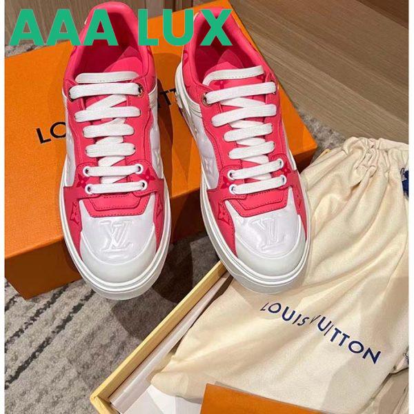 Replica Louis Vuitton Women LV Time Out Sneaker Pink Calf Leather Colored Monogram Flowers 5