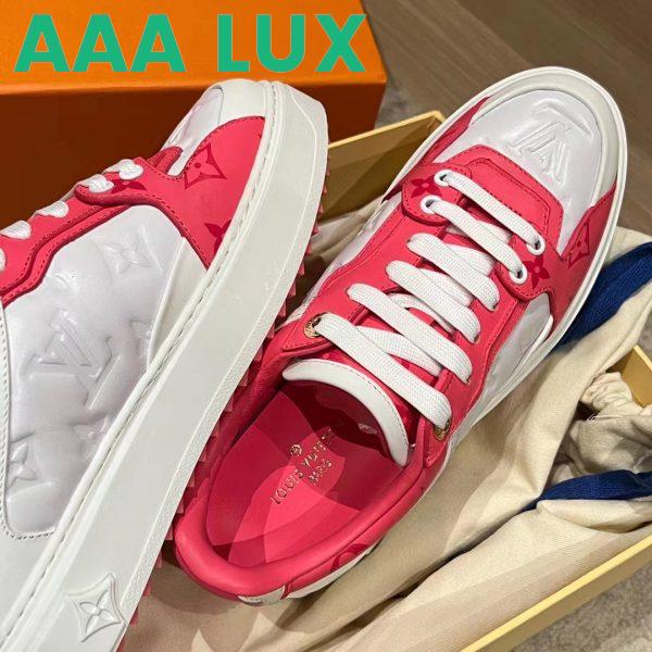 Replica Louis Vuitton Women LV Time Out Sneaker Pink Calf Leather Colored Monogram Flowers 7