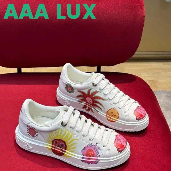 Replica Louis Vuitton Women LV Time Out Sneaker White Printed Calf Leather Monogram Flowers 4