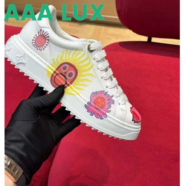Replica Louis Vuitton Women LV Time Out Sneaker White Printed Calf Leather Monogram Flowers 6