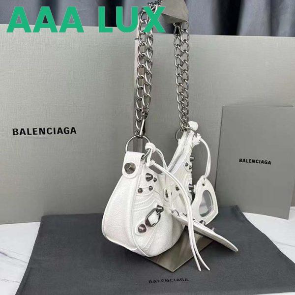 Replica Balenciaga Women BB Le Cagole XS Shoulder Bag White Arena Lambskin 5