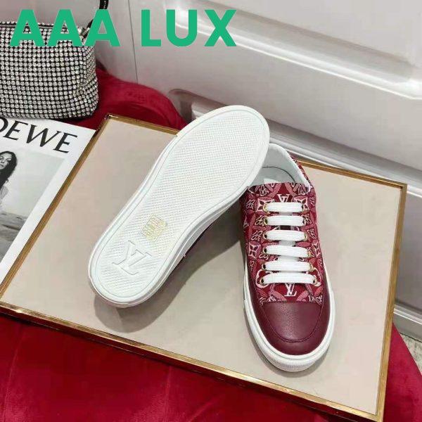 Replica Louis Vuitton Women Since 1854 Stellar Sneaker Jacquard Textile Calf Leather Maroon 10
