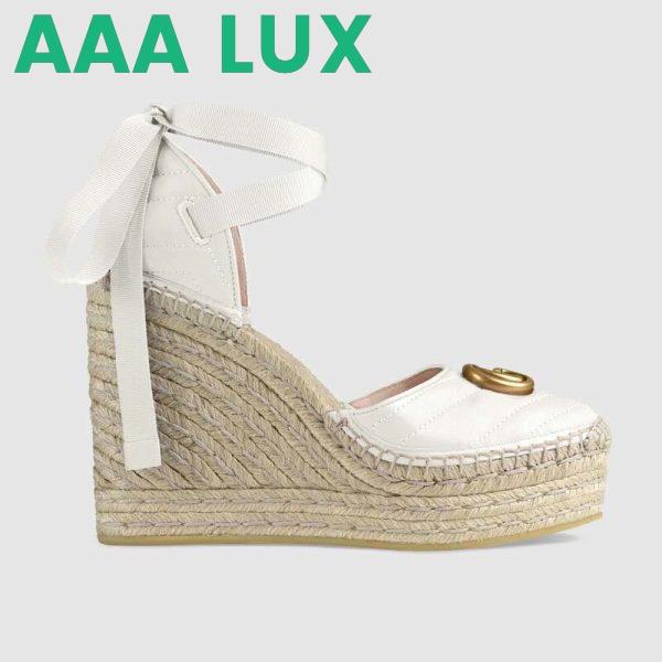Replica Gucci Women Leather Platform Espadrille 11.9cm Heel with 3.6cm Platform-White