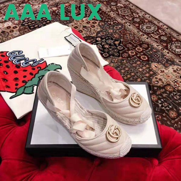 Replica Gucci Women Leather Platform Espadrille 11.9cm Heel with 3.6cm Platform-White 4