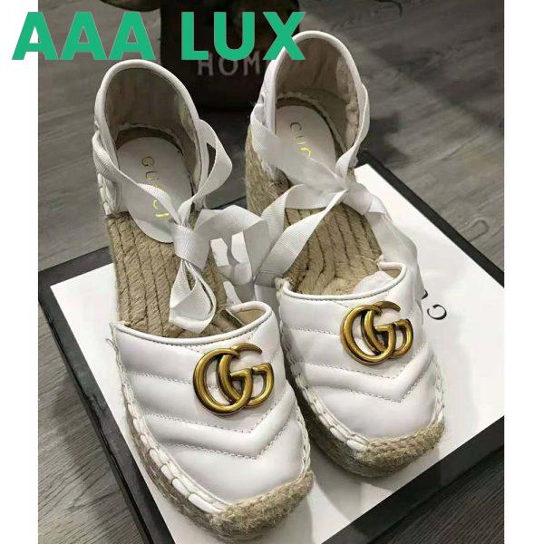 Replica Gucci Women Leather Platform Espadrille 11.9cm Heel with 3.6cm Platform-White 7