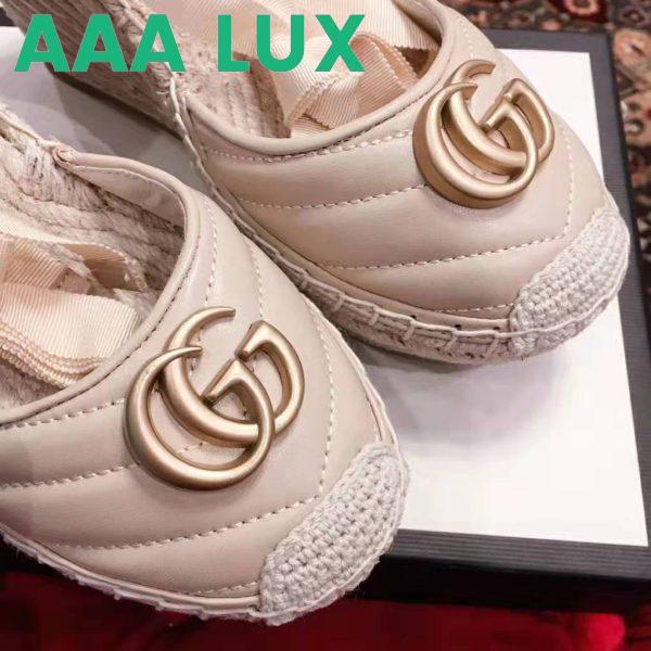 Replica Gucci Women Leather Platform Espadrille 11.9cm Heel with 3.6cm Platform-White 9