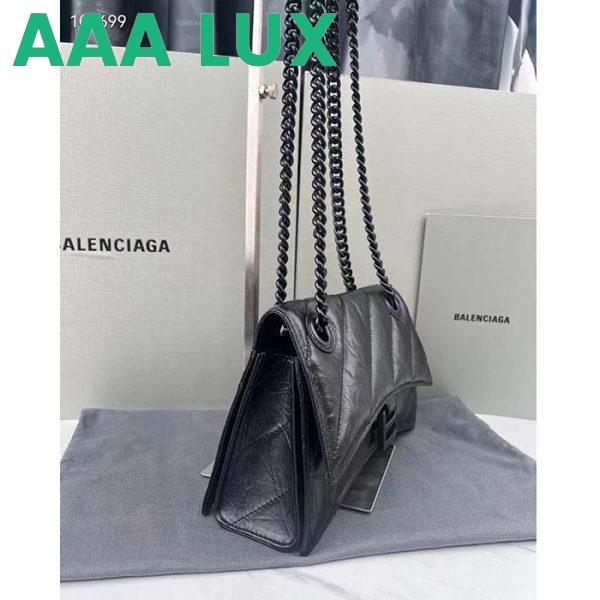 Replica Balenciaga Women Crush Small Chain Bag Quilted Black Crushed Calfskin Black Matte Hardware 4