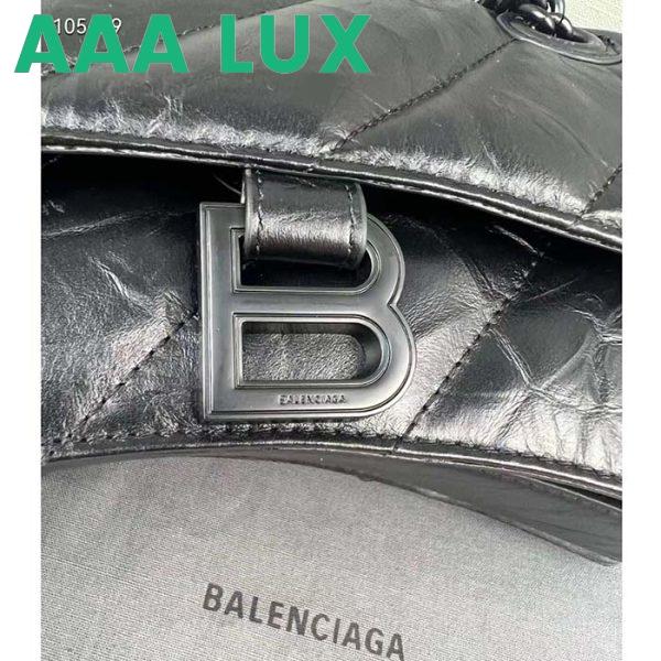 Replica Balenciaga Women Crush Small Chain Bag Quilted Black Crushed Calfskin Black Matte Hardware 8
