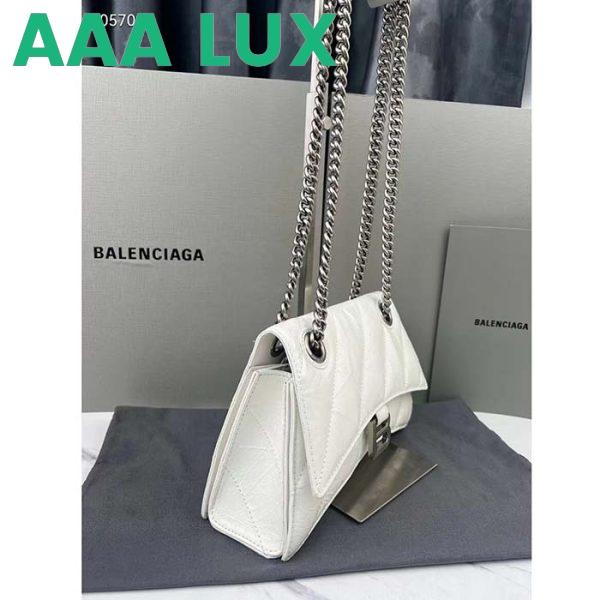 Replica Balenciaga Women Crush Small Chain Bag Quilted White Crushed Calfskin Aged-Silver Hardware 6