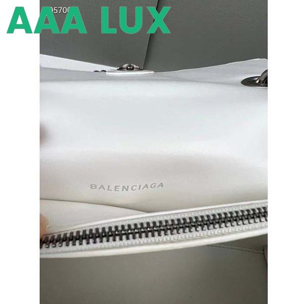 Replica Balenciaga Women Crush Small Chain Bag Quilted White Crushed Calfskin Aged-Silver Hardware 9