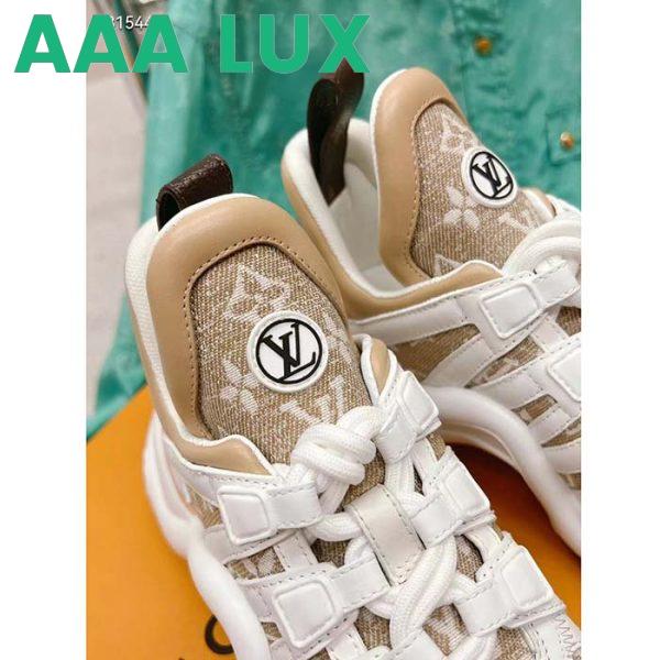 Replica Louis Vuitton Women LV Archlight Sneaker Beige Monogram Denim Oversized Rubber Outsole 10