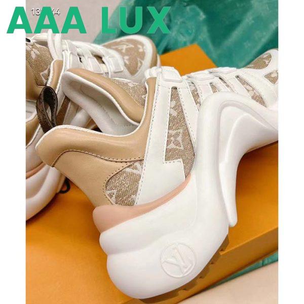 Replica Louis Vuitton Women LV Archlight Sneaker Beige Monogram Denim Oversized Rubber Outsole 11
